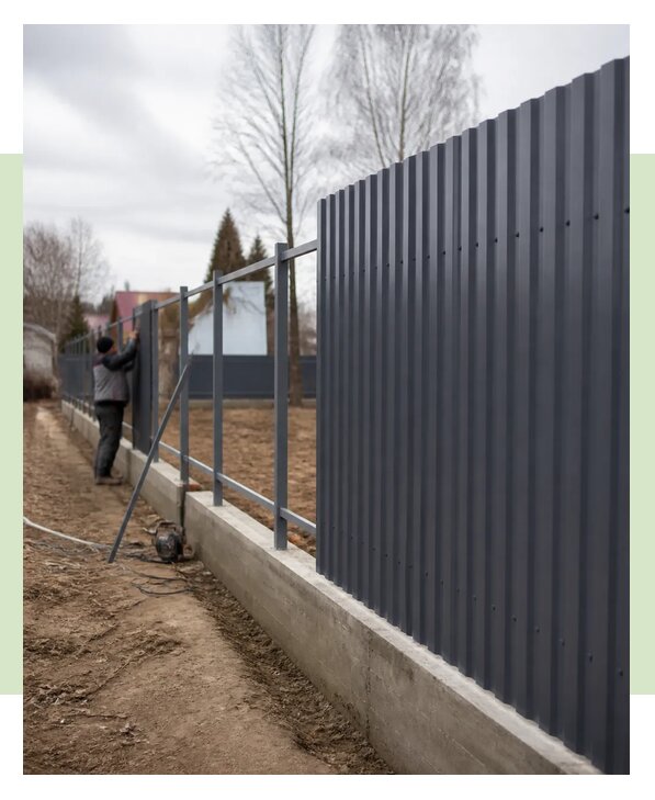 Забор из профнастила на фундаменте под ключ в Великом Новгороде